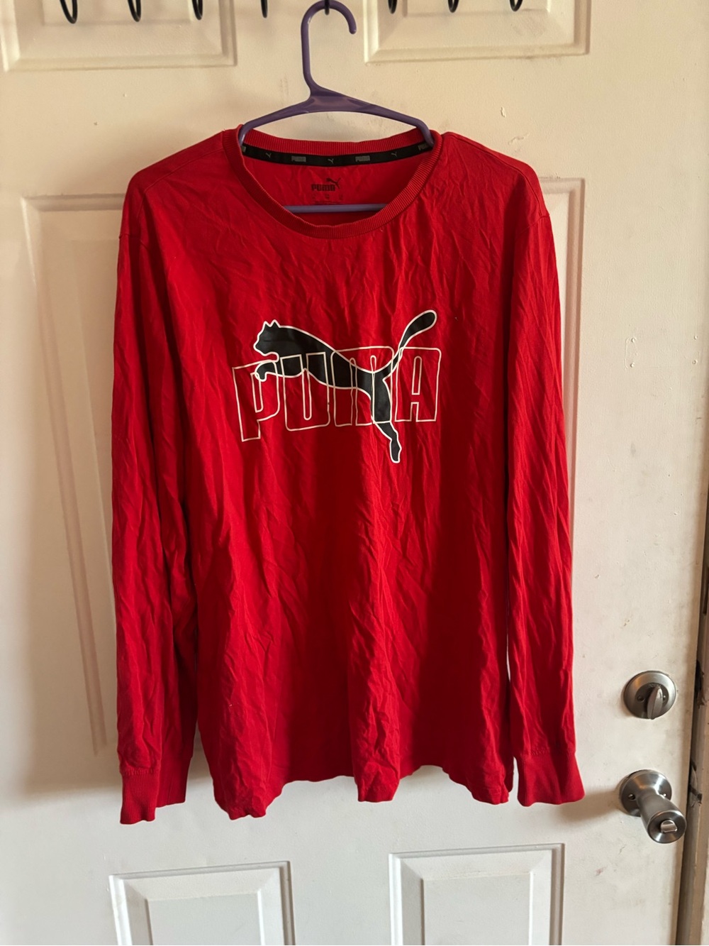 Puma Red Long-Sleeve Shirt with Black Logo